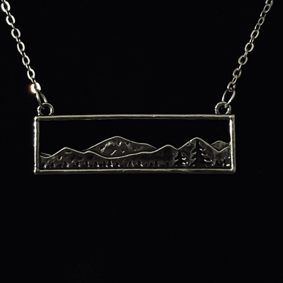 Hand Crafted Silver Mountain Landscape Necklace - Picture 2 of 2
